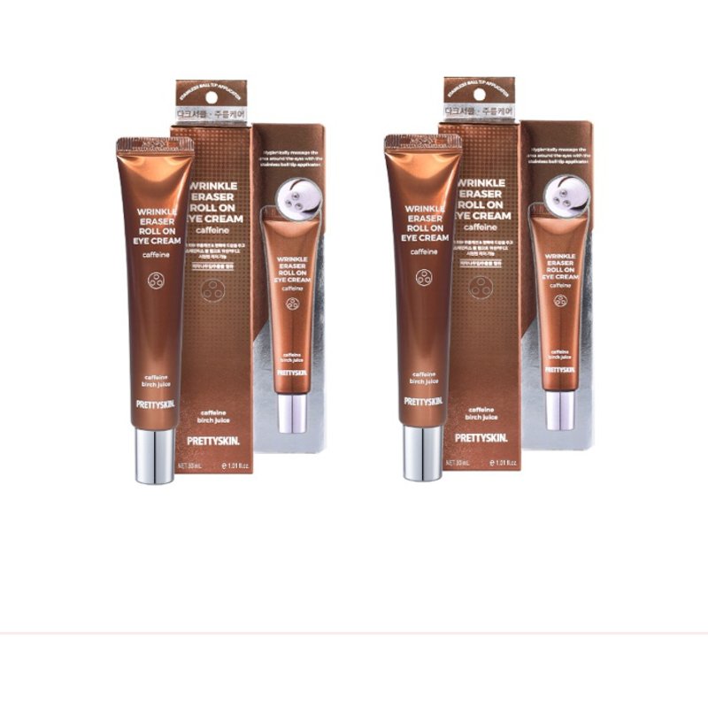 PRETTYSKIN - Wrinkle Eraser Roll On Eye Cream - Caffeine - 30ml (2ea) Set