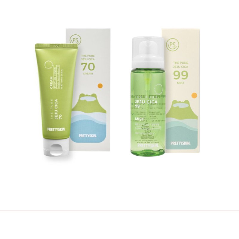 PRETTYSKIN - The Pure Jeju Cica 70 Cream - 50ml (1ea) + 99 Mist - 100ml (1ea) Set