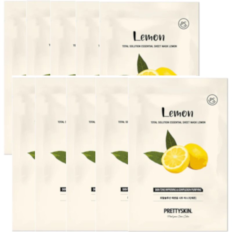 PRETTYSKIN - Total Solution Essential Sheet Mask - Lemon - 10pcs Set