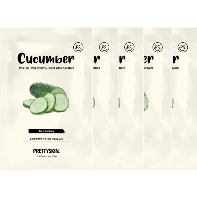 PRETTYSKIN - Total Solution Essential Sheet Mask - 1pc - Cucumber (5ea) Set