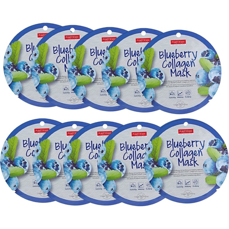 PUREDERM - Circle Mask - Blueberry Collagen - 10pcs Set