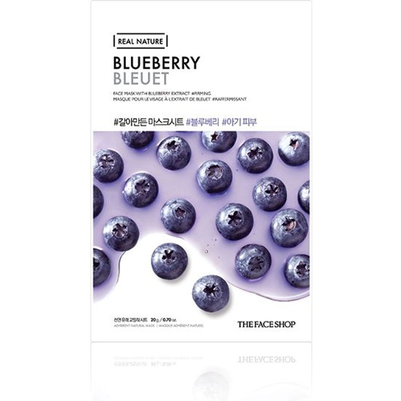 THE FACE SHOP - Nature réelle, Masque - Blueberry - 1pièce