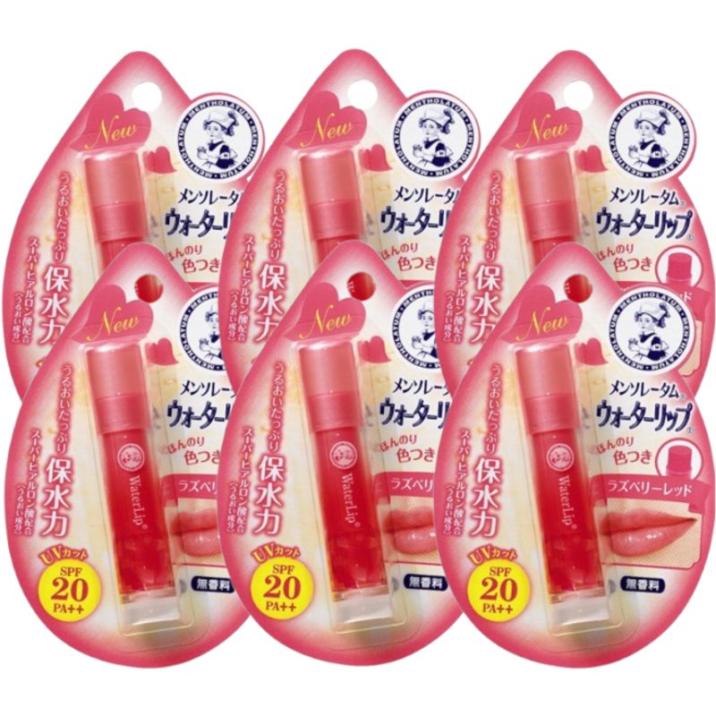 Rohto Mentholatum - Water Lip Colour Balm SPF 20 PA++ - 1pc - Raspberry Red (6ea) Set