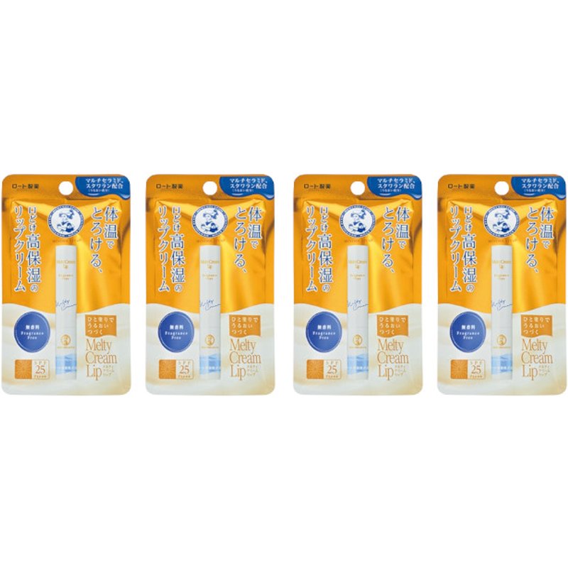 Rohto Mentholatum - Melty Cream Lip SPF25/PA+++ - Fragrance Free (4ea) Set