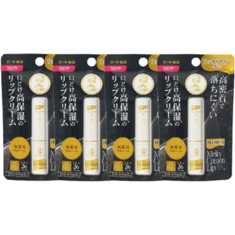 Rohto Mentholatum - Premium Melty Cream Lip Balm SPF 26 PA+++ - 2.4g - Fragrance Free (4ea) Set