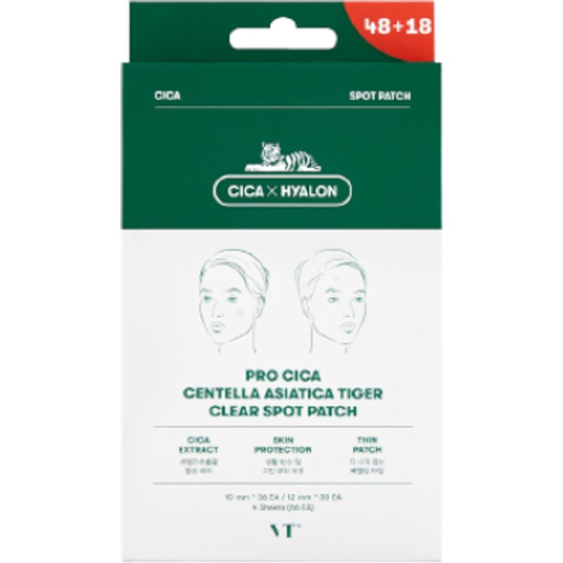 VT - Pro Cica Centella Asiatica Tiger Effacer le patch Spot - 4sheets/10mm*36ea+12mm*30ea (66ea)