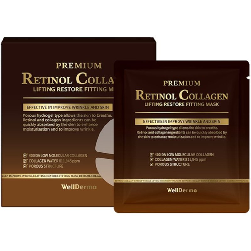 WELLDERMA - Masque d'ajustement liftant et régénérant au collagène et au rétinol de qualité supérieure - 4pièces