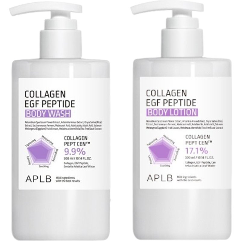 APLB - Collagen EGF Peptide Body Wash - 300ml & Body Lotion - 300ml (1ea) Set