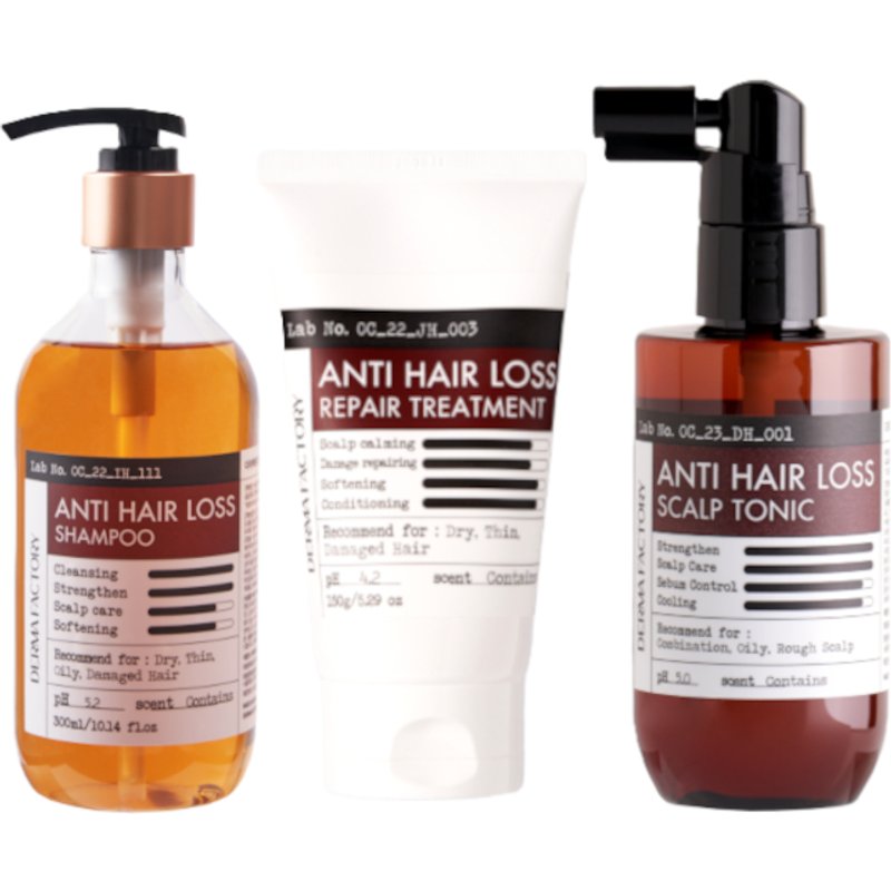 DERMA FACTORY - Anti Hair Loss Shampoo - 300ml (1ea) & Repair Treatment - 150g (1ea) & Scalp Tonic - 100ml (1ea) Set