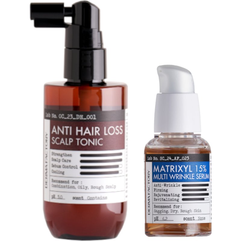 DERMA FACTORY - Anti Hair Loss Scalp Tonic - 100ml (1ea) & Matrixyl 15% Multi Wrinkle Serum - 30ml (1ea) Set