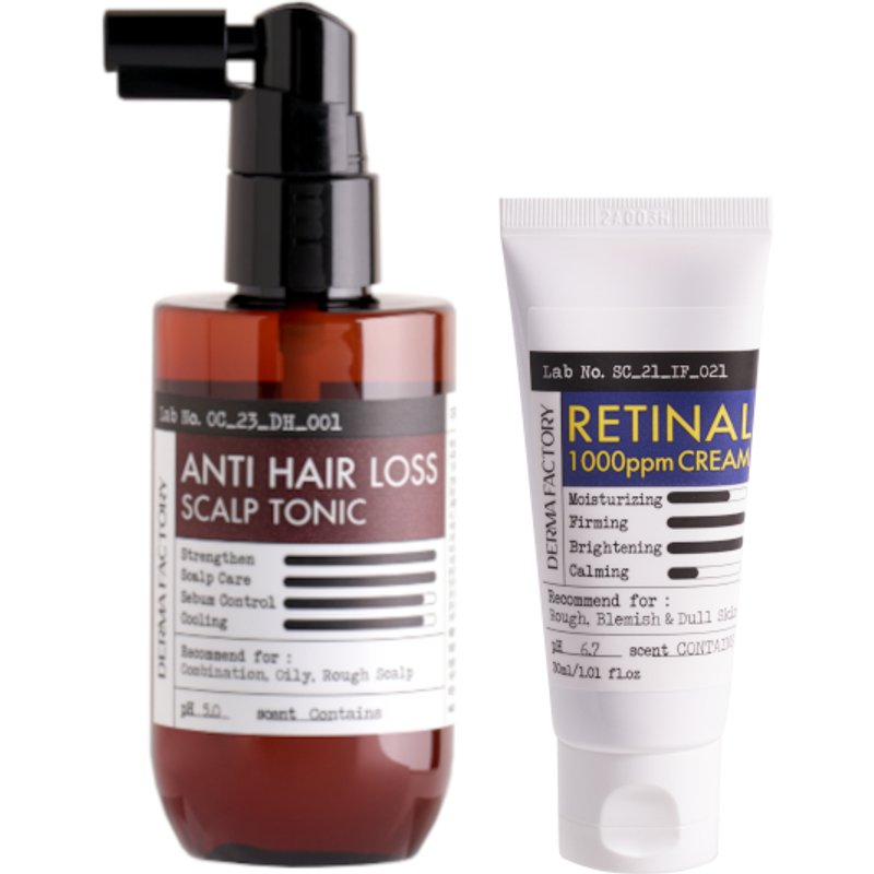 DERMA FACTORY - Anti Hair Loss Scalp Tonic - 100ml (1ea) & Retinal 1000ppm Cream - 30ml (1ea) Set