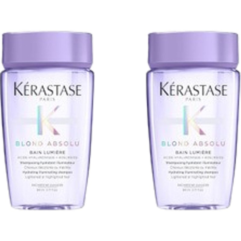 Kérastase - Shampoing hydratant et illuminateur Blond Absolu Bain Lumière pour cheveux blonds - 80ml (2ea) Set