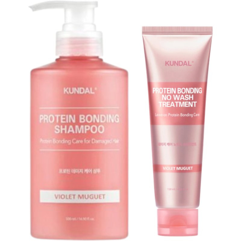 KUNDAL - Protein Bonding Shampoo 500ml + No Wash Treatment 130ml Set - Violet Muguet