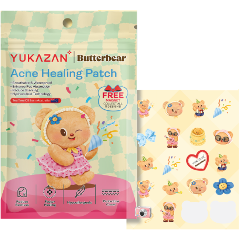 YUKAZAN - Patch hydrocolloïde Butterbear pour soigner l'acné - 20pièces - Party