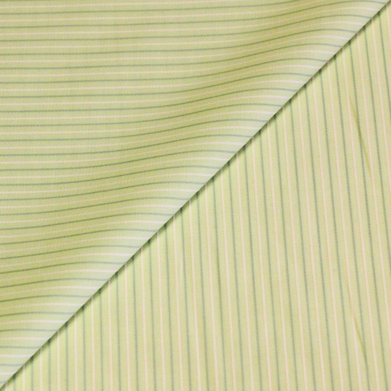 Popeline 100% coton peigné - Rayé vert et blanc