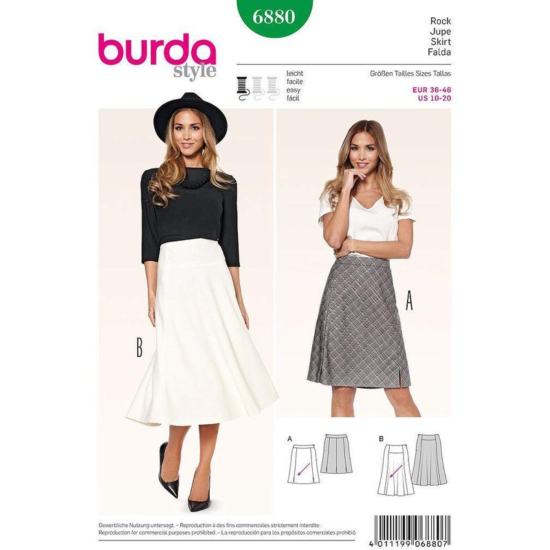 Patron Burda 6880 - Jupe