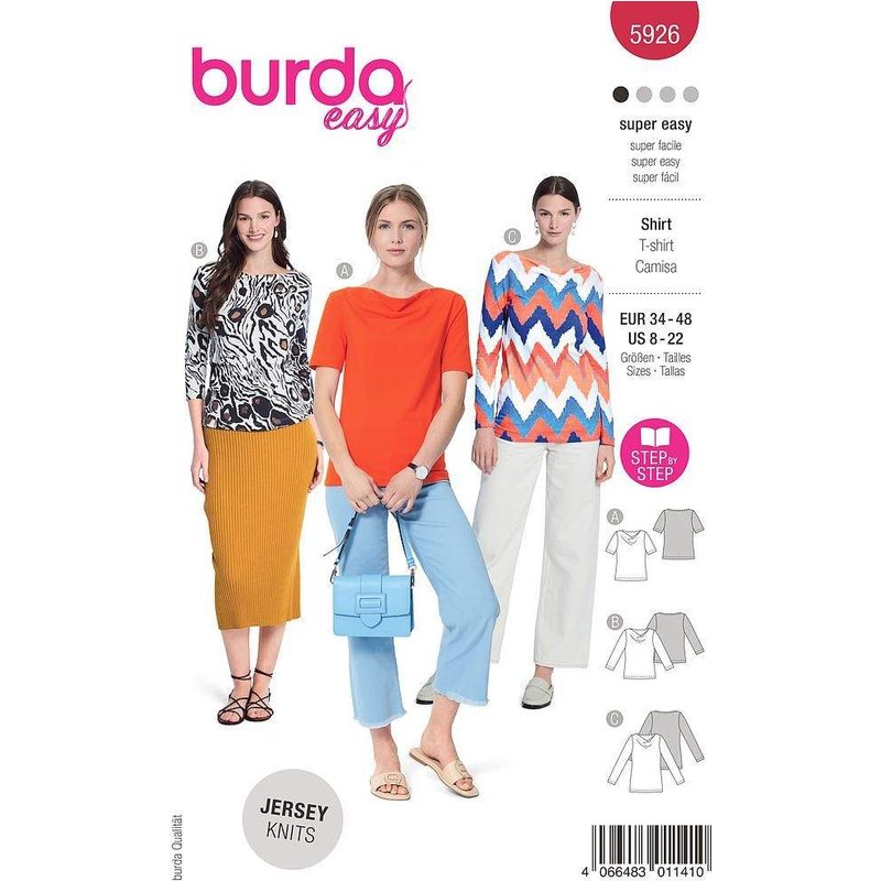 Patron Burda 5926 - 3 Tee- shirts incontournables
