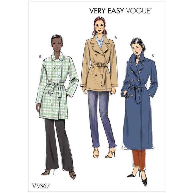 Patron Vogue 9367 Y - Veste femme style trench croisé et non doublé
