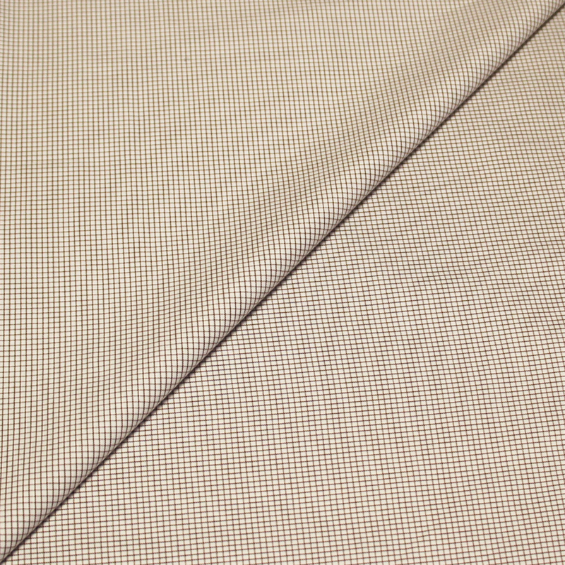 Popeline 100% coton peigné - Petits carreaux marron