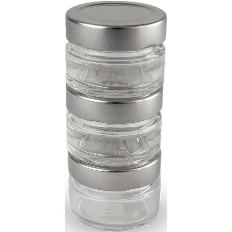 This pack of three empty screw-on glass jars is designed for Peugeot's Maestro pepper mill. The jars are ready for filling with any pepper you choose and we would encourage you to be adventurous in your discovery of new varieties. A marker pen is also included so you can easily label each jar and quickly identify the contents. Maestro