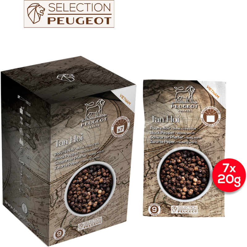 Black pepper from Vietnam that leaves an incisive burst of heat in the mouth. Ideal for accompanying red meat, oily fish, hearty vegetables and earthy legumes. Tan Hoi