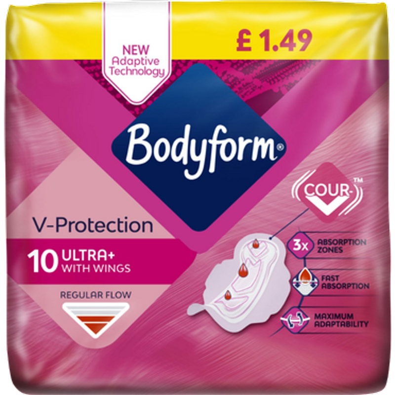 Bodyform V-Protection Ultra Sanitary Pads With Wings - 10 Pcs