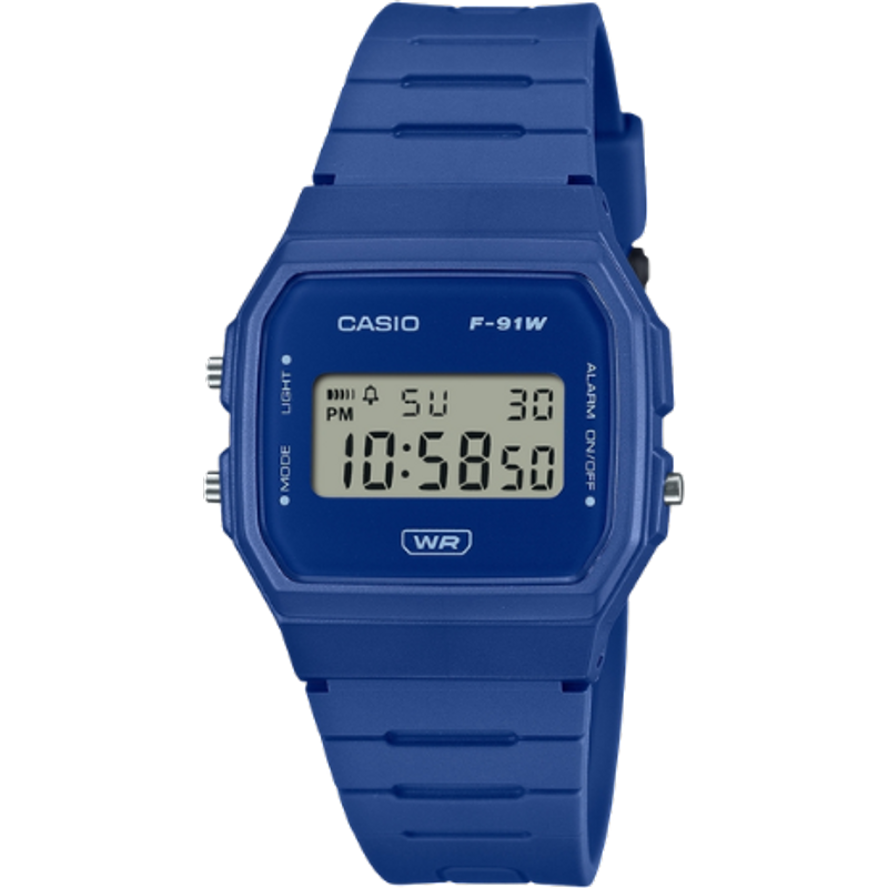 Casio Timeless F-91WB-2A1EF Unisex Retro Digital Resin Watch - Blue