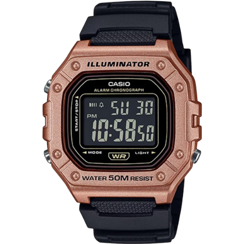 Casio W-218HM-5BVEF Illuminator Orologio Sportivo Digitale - Oro Rosa & Nero