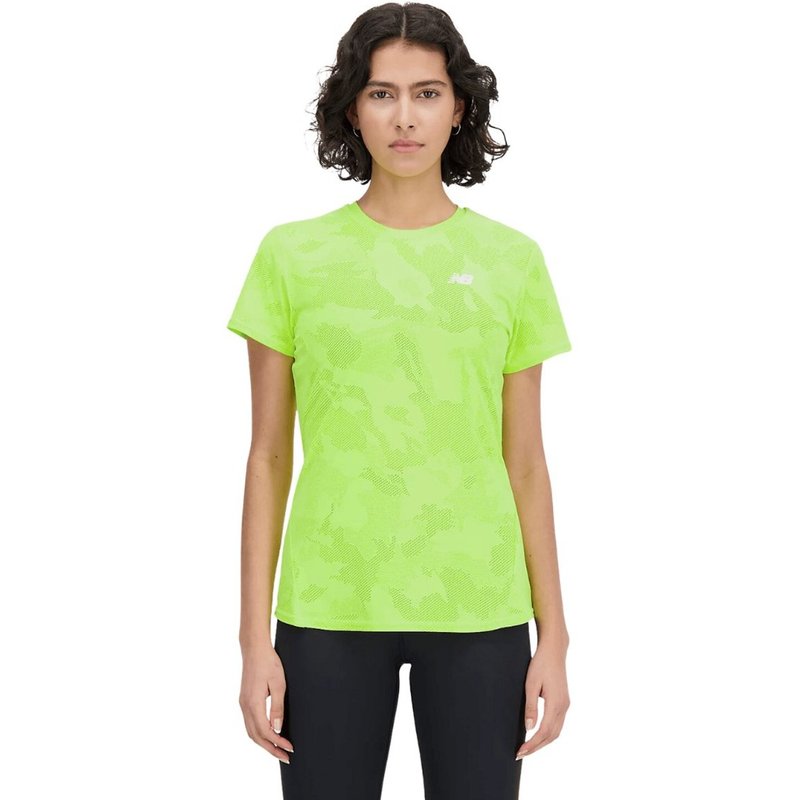 T-shirt New Balance Q Speed Jacquard à Manches Courtes Vert Lima Femme, Taille XS