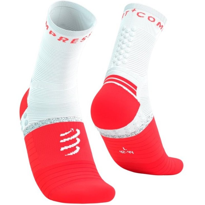 Chaussettes Compressport Pro Marathon Socks V2.0 Rouge Blanc, Taille Taille 1