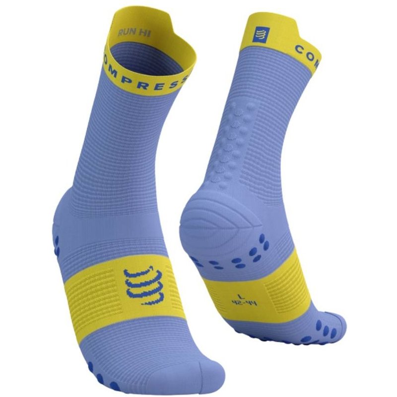 Chaussettes Compressport Pro Racing v4.0 Run High Violet Jaune, Taille Taille 1