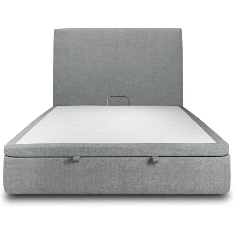 Lit Coffre 140x200cm Avec Tête De Lit Tapissier Tissu Gris Anthracite - Hauteur Totale : 39cm