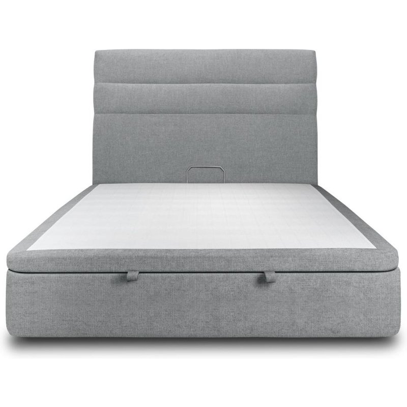 Lit Coffre 160x200cm Avec TĂȘte De Lit Lignes Tissu Gris Anthracite - Hauteur Totale : 39cm