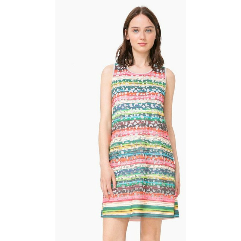 Robe courte sans manches découpes ajourées femme Desigual - Multicolore