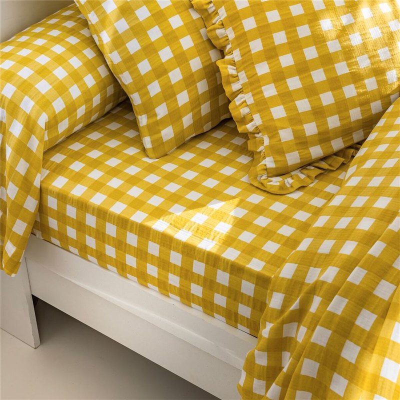 Drap plat VICHY - Jaune maïs