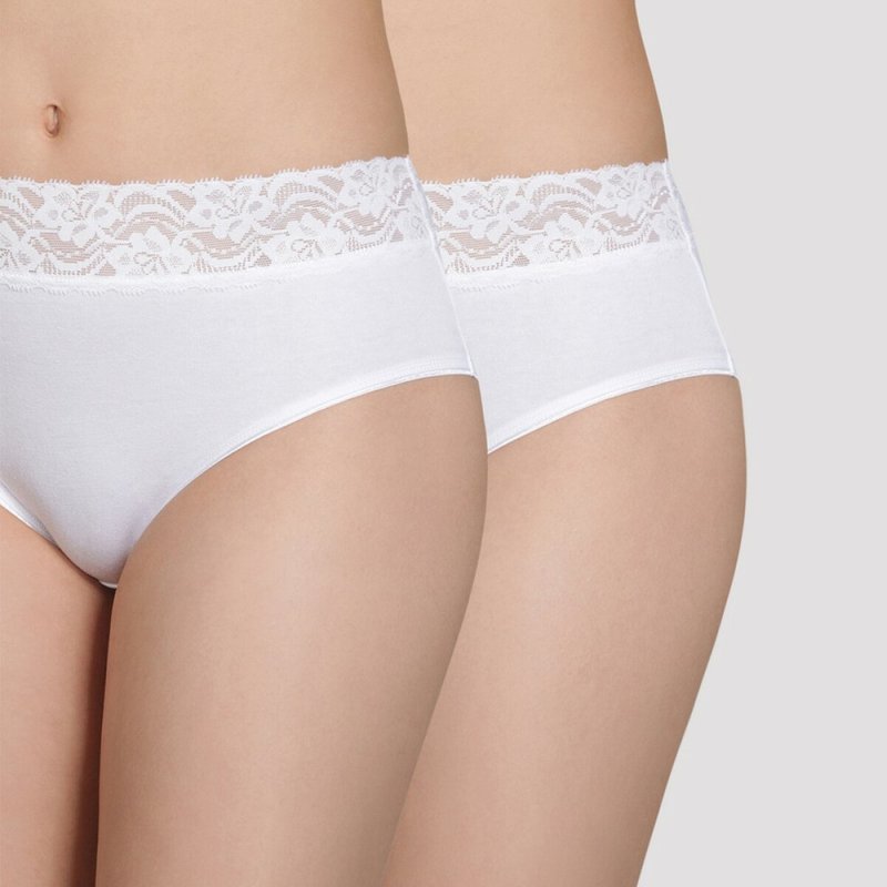 Lot de 2 culottes blanches taille haute - Plus Féminine Dim en coton