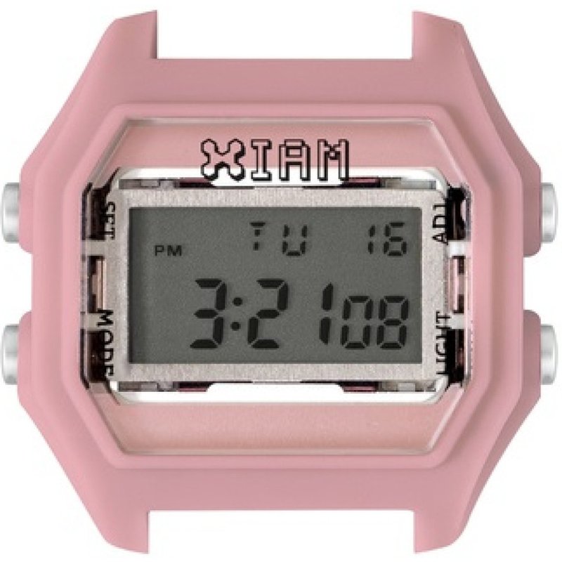 Montre I Am The Watch IAM-013 - Boîtier Rose Clair Aspect Gomme Boutons Argent / Ecart Corne 18 mm