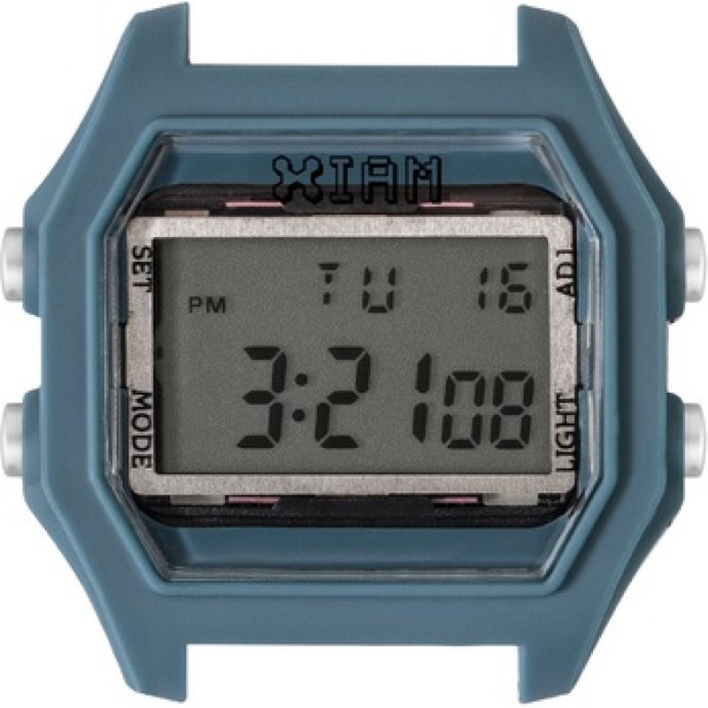 Montre I Am The Watch IAM-112 - Boîtier Bleu Canard Aspect Gomme Boutons Argent / Ecart Corne 20 mm