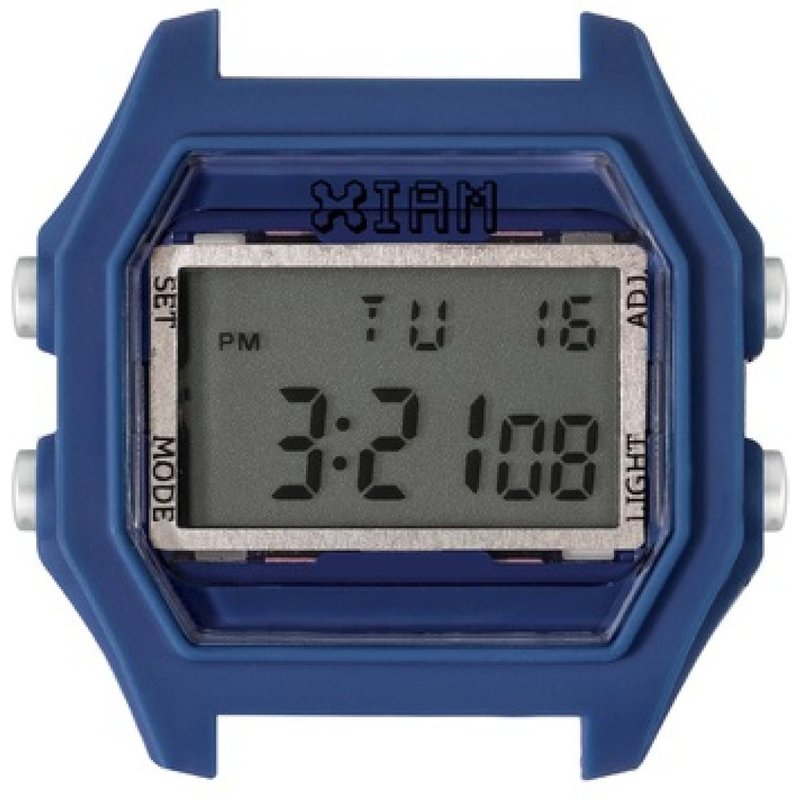 Montre I Am The Watch IAM-113 - Boîtier Bleu Aspect Gomme Boutons Argent / Ecart Corne 20 mm