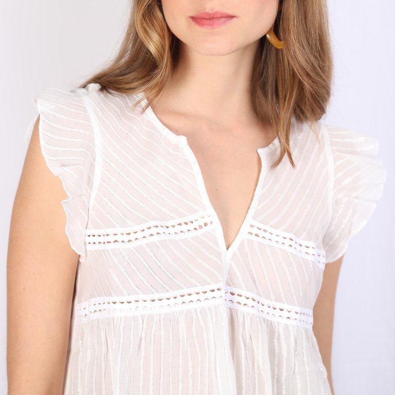 Blouse manches courtes rayures lurex Celeste en coton