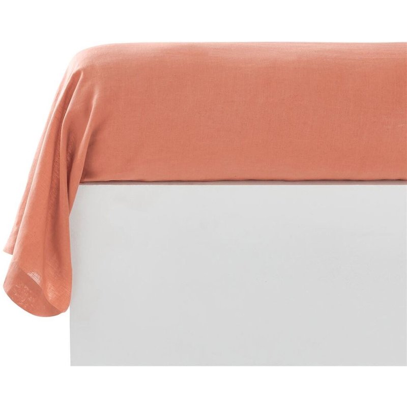 Taie de traversin Uni en lin lavé 45x185 rose blush