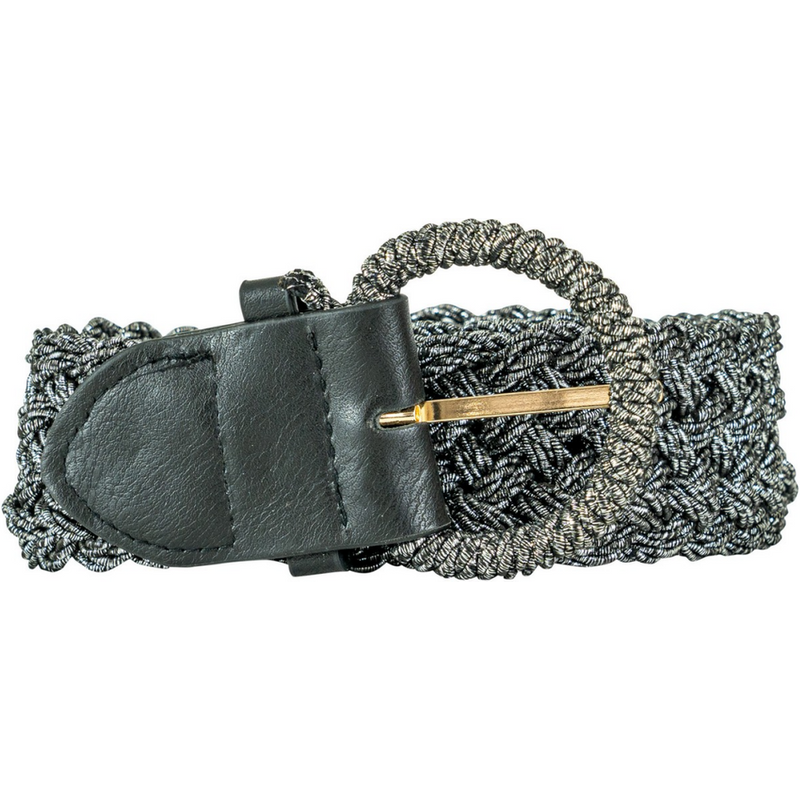 Ceinture lurex à fermoir rond noir