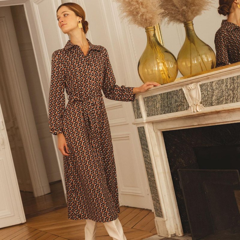 Robe chemise longue imprimée graphique Jules