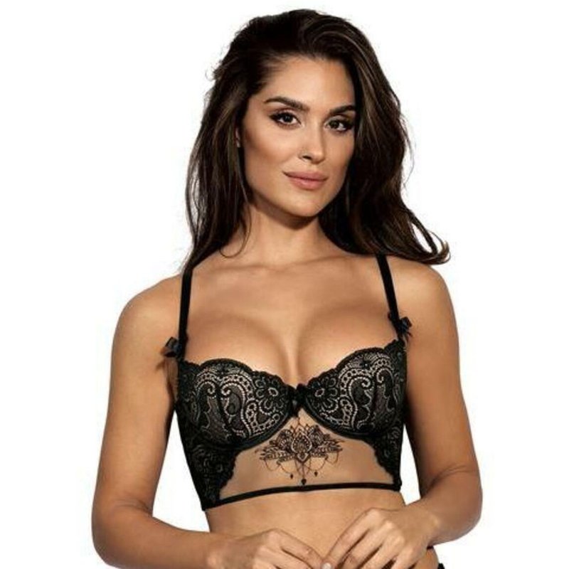 Soutien-gorge corset armatures Noir Ă voile transparent Axami
