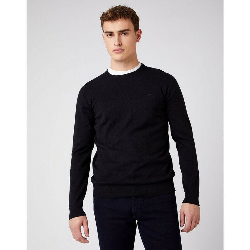 Pull Homme Crew Neck Knit noir en coton