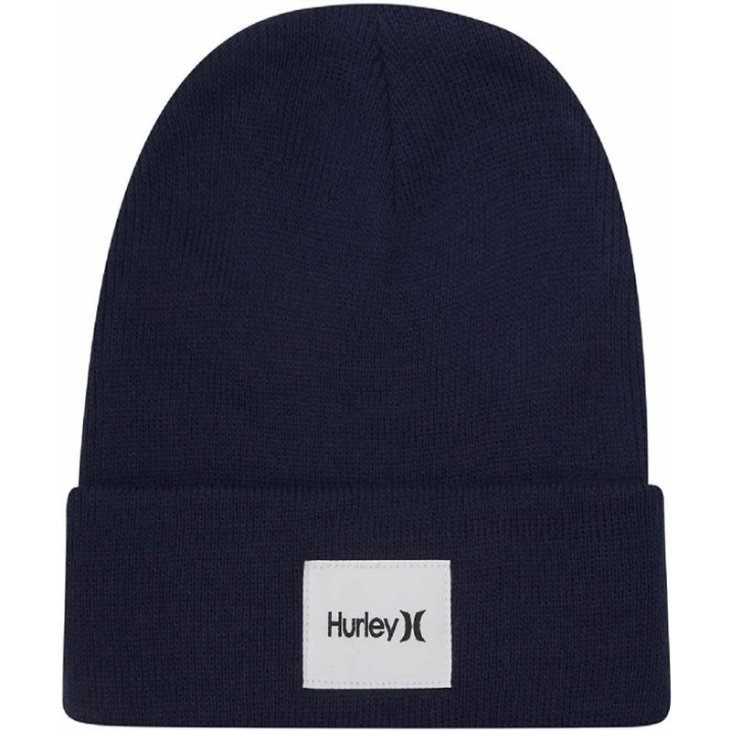 Bonnet bleu en maille côtelée