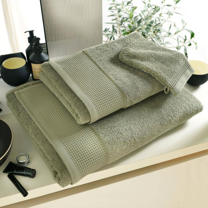 Lot de 2 gants de toilette épais BEESPONGE kaki