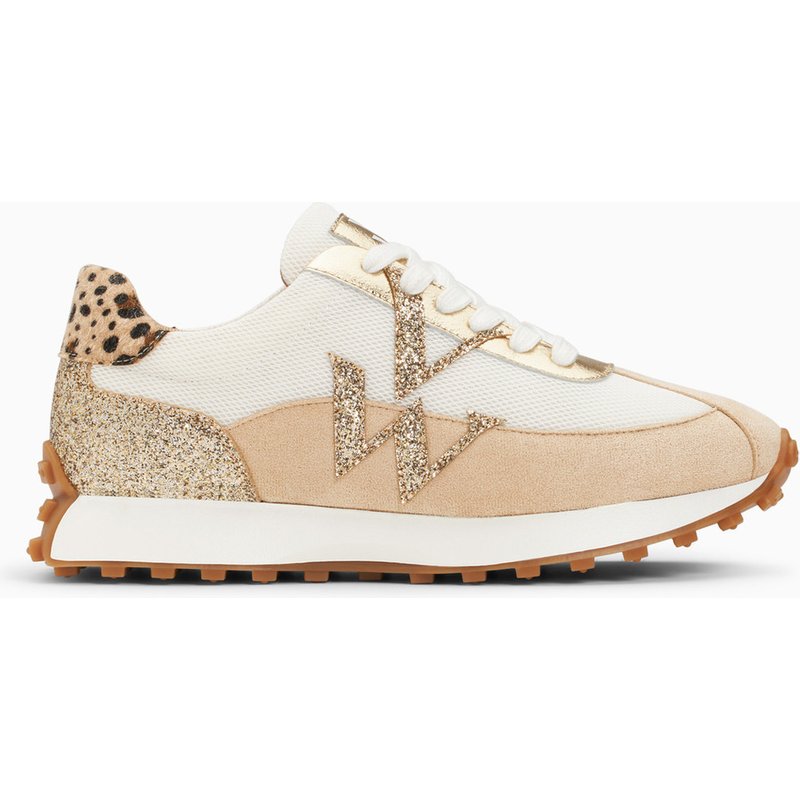 Baskets monogramme Faustine ivoire et beige à semelle running