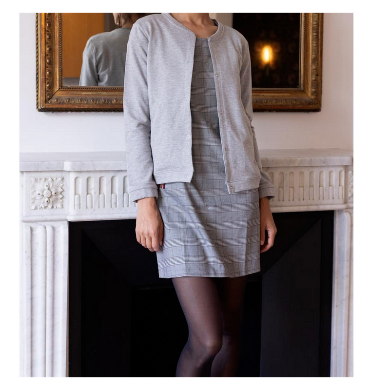 Veste manches longues fermée par pressions femme - gris chiné