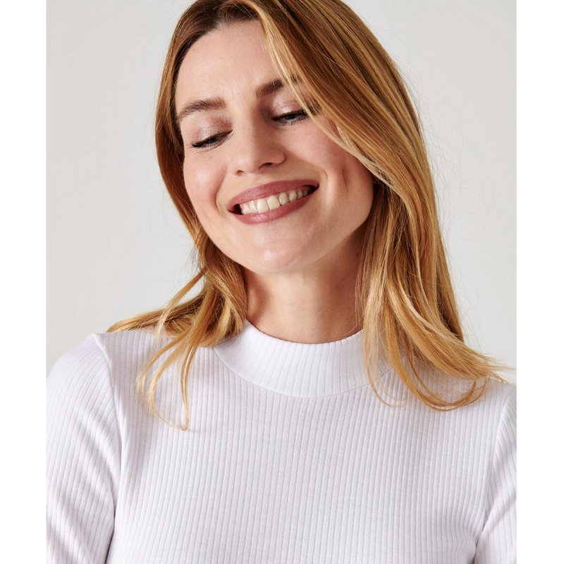 T Shirt Manches Longues Col Montant Blanc Thermolactyl